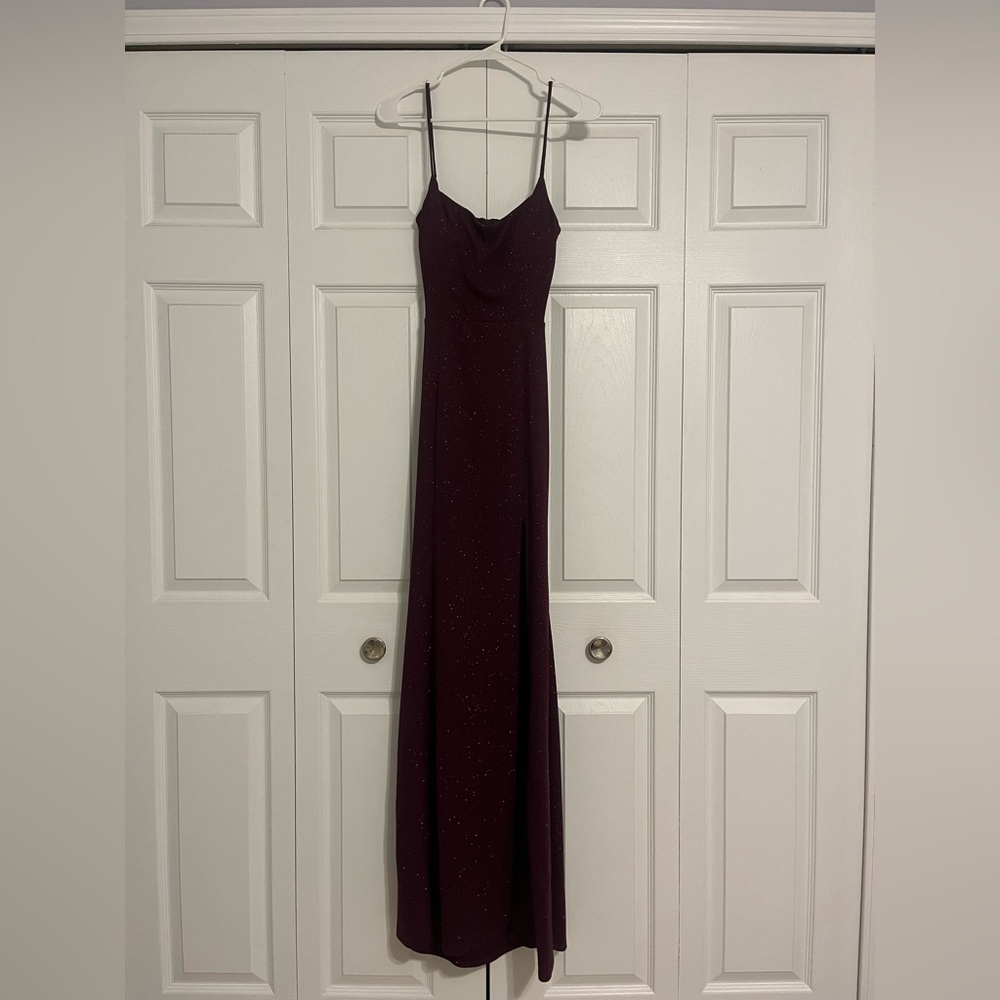 Windsor prom dress; burgundy sparkly mermaid dress, size small.